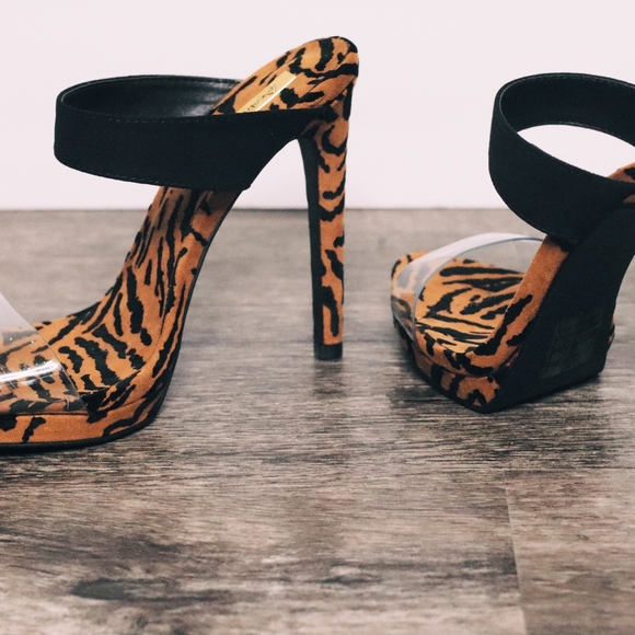 Suede Tiger Print Heels - Picture 3 of 3